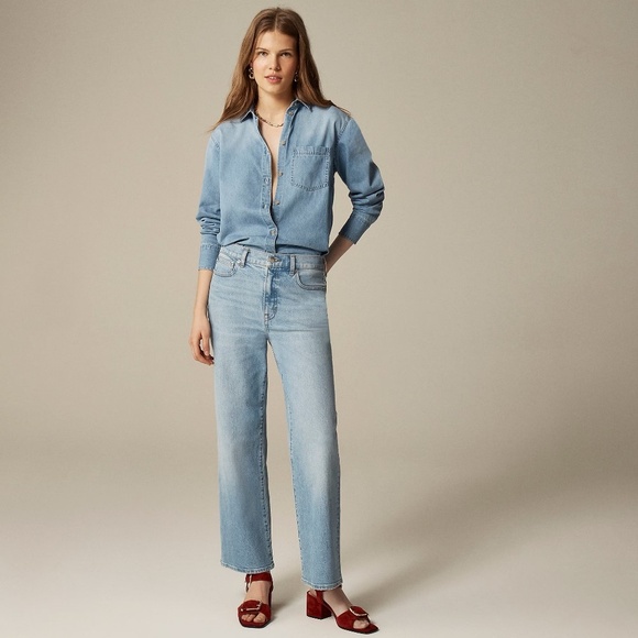 NWT!! J. CREW ’96 Slim Wide Jeans Synniva Wash Denim High Rise Waist Size 33 - Picture 1 of 16